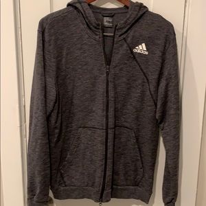 Adidas grey zip up long sleeve with hood